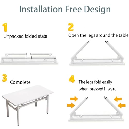 Small Folding Desk No Assembly,39.4 Inch Folding Computer Desk Small Foldable Table for Home Office. - color: Frame：white/Board：teak, size: 39.4"*19.7"