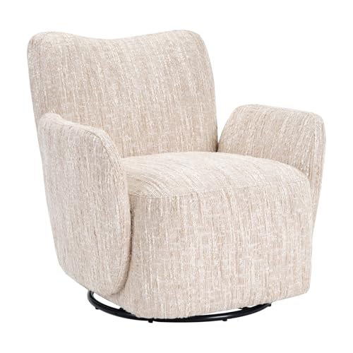 Swivel Accent Chair, 360 °Swivel Barrel Chair, Modern High-Back Armchair with Padded Armrest, Soft Cushion, Comfy Single Sofa for Living Room, Bedroom, Beige - color: Beige