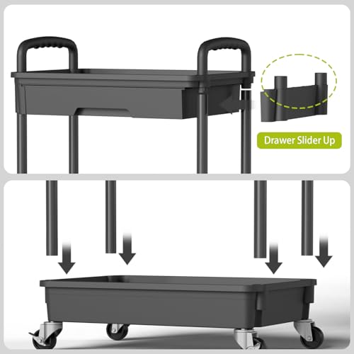 Sorgion 5 Tier Rolling Cart Organizer,Bathroom Cart Organizers with Wheels Laundry Room Organization Mobile Shelving Unit Utility Cart Storage Shelves Multi-Functional for Office, Home(Black) - size: 5Tier-Black