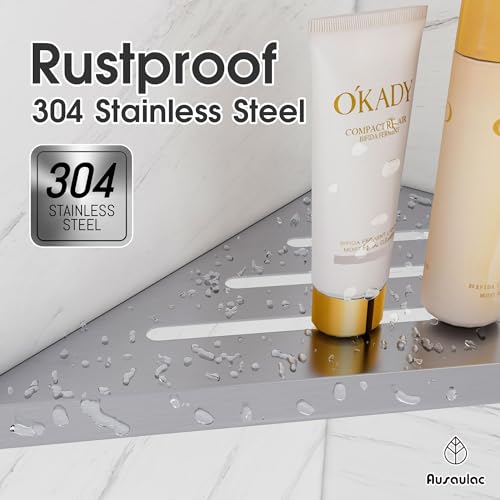 Shower Corner Shelf,304 Stainless Steel Shower Caddy, No Drill Shelf,Won't Fall Off Organizer, Large Capacity Floating Corner Shelves Shampoo Holder (Silver 3-Pack) - color: Silver 3-pack