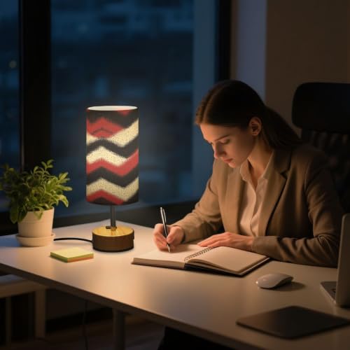 Kigai Colorful Folded Threads Touch Control Bedside Table Lamp 3 Way Dimmable Nightstand Lamp with USB A+C Charging Ports & AC Outlet Fabric Shade for Bedroom Desk Living Room