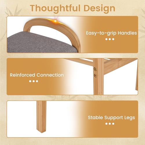 GOFLAME Bamboo Shoe Rack Bench, 2-Tier Entryway Bench with Padded Seat Cushion and Storage Shelf, Shoe Rack Organizer for Hallway, Bedroom, Living Room - style: Without Storage
