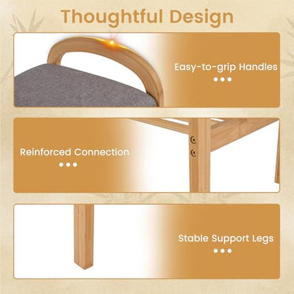 GOFLAME Bamboo Shoe Rack Bench, 2-Tier Entryway Bench with Padded Seat Cushion and Storage Shelf, Shoe Rack Organizer for Hallway, Bedroom, Living Room - style: Without Storage