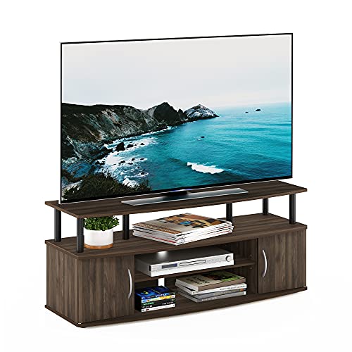 Furinno JAYA Large Entertainment Stand for TV Up to 55 Inch, Columbia Walnut/Black | with Open Shelf, TV Console, for TV up to 55 Inch, 2 Doors and Cable Management Holes, for Living Room, Bedroom - color: Columbia Walnut/Black
