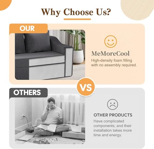 MeMoreCool Pull Out Loveseat Sleeper Sofa Bed, Small Couch, Grey | Love Seat Sleeper Bed, Pull Out Couch Bed, Boneless High Density Foam, 82x43 in Guest Bed, Fits Dorm RV & Small Spaces - color: Warm Grey