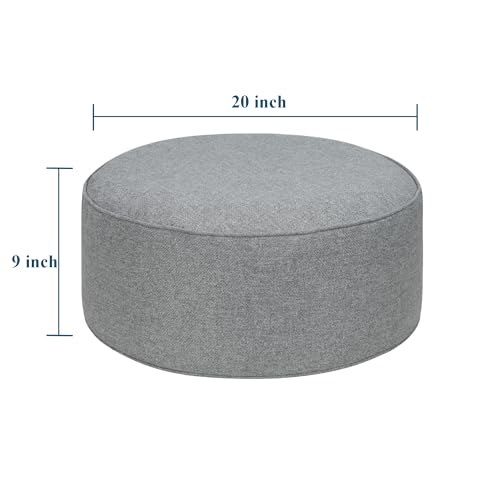FUNHOME Inflatable Stool Ottoman Footrest with Handle D20 xH9-Light Gray | Indoor Outdoor Footrest Seat, Water-Repellent, Footstool Pouf for Home Patio Garden and Camping Use - color: Light Gray