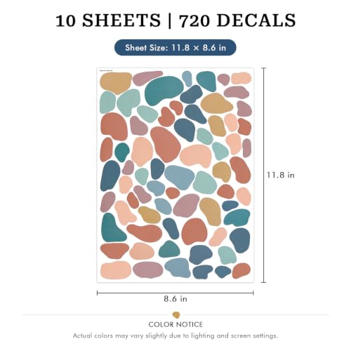 720 Pcs Boho Terrazzo Stickers | Irregular Polka Dot Peel-and-Stick Vinyl Decals for Walls & Other Smooth Surfaces - style: Terrazzo