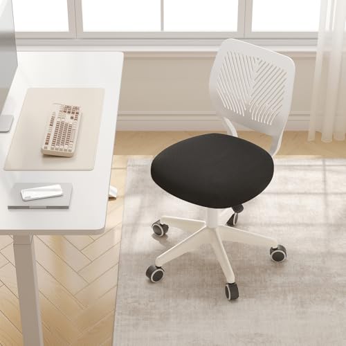 JPBSTO Armless Desk Chair, Height Adjustable Swivel Office Rolling Task Chairs with Soft Mesh Padded Cushion, Ergonomic Small Study Computer Chair for Girls Boys Teens (Black White, 2PCS) - color: Black White 2pcs