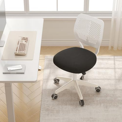 JPBSTO Armless Desk Chair, Height Adjustable Swivel Office Rolling Task Chairs with Soft Mesh Padded Cushion, Ergonomic Small Study Computer Chair for Girls Boys Teens (Black White, 2PCS) - color: Black White 2pcs