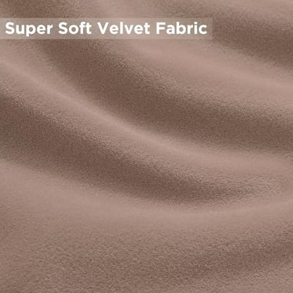 Joydeco Velvet Curtains Rose Beige Blackout Curtains Thermal Insulated 63 inches Long Window Curtains Super Soft Room Darkening Drapes for Bedroom Living Room Elegant Rod Pocket 2 Panels Rose Beige - color: Rod Pocket | Rose Beige, size: 52"W x 63"L (Pack