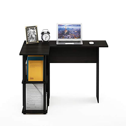 Furinno Abbott L-Shape Computer Desk with Bookshelf, Espresso/Black | Bookshelf, Computer Desk, Office Desk, for Home Office, Bedroom - color: Espresso/Black, style: Plastic Poles