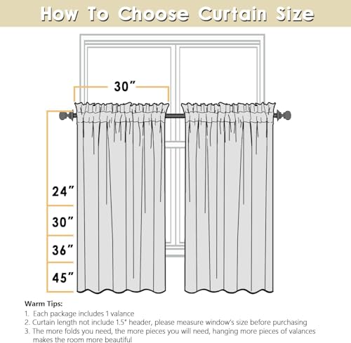 2 Panels Kitchen Curtains 36 Inch Length, Faux Linen Textured Small Cafe Window Curtain Over Sink, Light Filtering Short Curtain Tiers for Bathroom Basement, 30x36 Inch, 2PCS, Chocolate - color: Chocolate, size: 30"W x 36"L (Pack of 2)