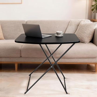 VINGLI Small Folding Table Portable, 18" Adjustable Height Personal Laptop TV Tray, Camping Table, HDPE Plastic Top with Steel Frame,Black - color: Black, size: 28"
