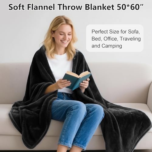 Lukeight Fleece Throw Blanket, Luxury Cozy Fuzzy Lightweight Soft Blankets for Sofa Couch Bed Car Travel and Camping (Grey, 50x60 Inches) - color: Solid Grey, size: 50 in x 60 in