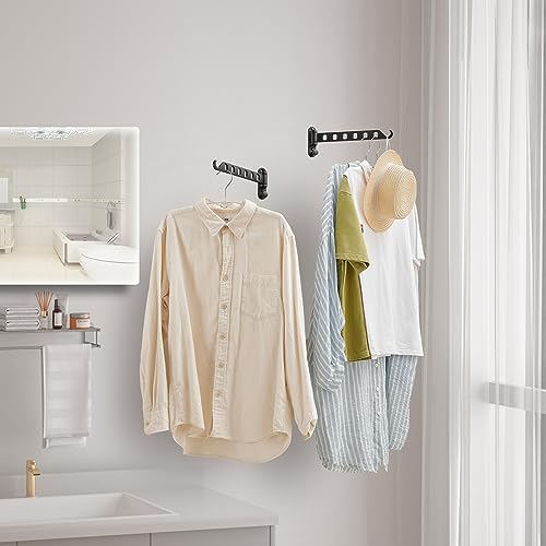 JOOM Laundry Drying Rack Wall Mounted Clothes Drying Rack Clothes Hanger Black - color: Black, size: two pack