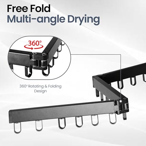 Foldable Wall Mounted Clothes Drying Rack – Heavy Duty Collapsible Laundry Rack with Hooks for Indoor/Outdoor Use, Perfect for Small Apartments and Space Saving Drying Needs