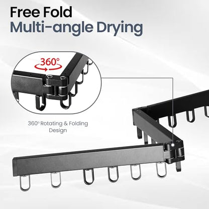 Foldable Wall Mounted Clothes Drying Rack – Heavy Duty Collapsible Laundry Rack with Hooks for Indoor/Outdoor Use, Perfect for Small Apartments and Space Saving Drying Needs