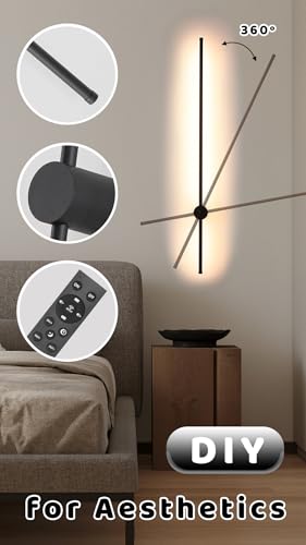 10400mAh Battery Operated Wall Sconce Set of Two,Remote Control,3CCT,No Flicker Picture Light,Aesthetics Decor,Black Aluminum,for Living Room,Hallway,Bedroom,Non-Hardwired,2Packs,24-Inch - size: 24-inch