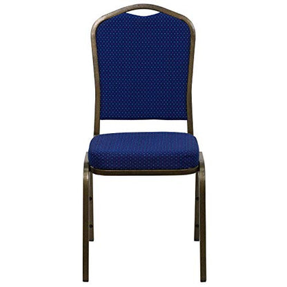 Flash Furniture Hercules Fabric Crown Back Banquet Chair, Navy Blue, 4-Pack | Stackable, Gold Vein Frame, Fabric Upholstery - color: Navy Blue Patterned Fabric/Gold Vein Frame, size: Set of 4