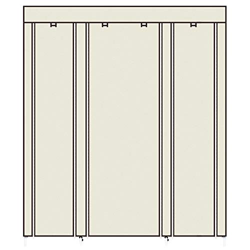 Portable Clothes Closet, Wardrobe Storage Organizer with Non-Woven Fabric, Quick and Easy to Assemble (Beige)