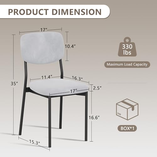 Einhomn Upholstered Dining Chairs Set, Modern Stackable Dining Room Chairs with Soft Velvet Backrest, Kitchen Chairs with Sturdy Metal Legs for Living Room, Restaurant, Set of 2,Light Grey - color: Light Grey