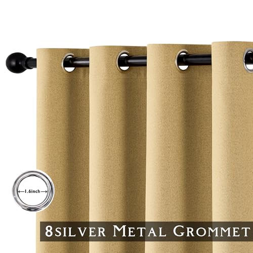 ChrisDowa Mustard Yellow Blackout Curtains 45 Inch Long 2 Panels for Bedroom - color: Mustard Yellow, size: 52"W x 45"L (Pack of 2)