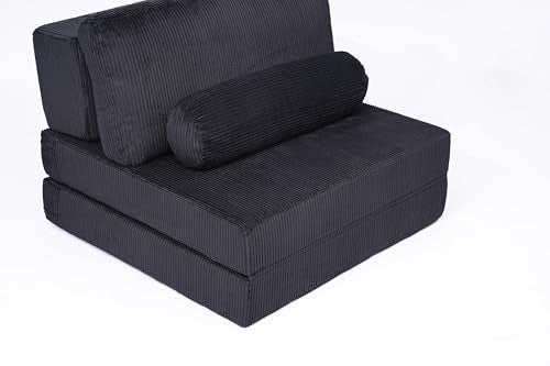 49" Foldable Modular Studio Couch, Space Saver Bed with High Density Foam, Sofa Individual with Creative Shape for Apartment Leisure Scenes, Black - color: Black