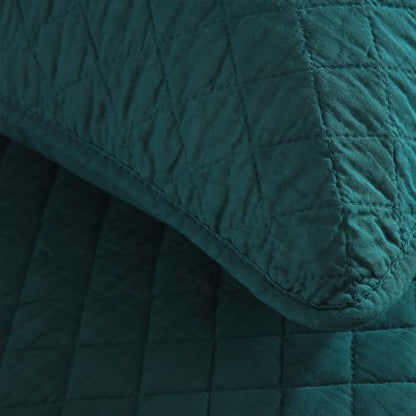 Wistown Cotton King Bedspread Quilt Bedding Set, Turquoise Green | 3 Pieces Reversible Lightweight Soft Coverlets Comforters, All Seasons, Diamond Stitching Pattern - color: Turquoise Diamond Pattern, size: King (98 by108inch)