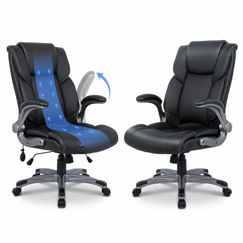 COLAMY Ergonomic Executive Office Chair, High Back Desk Chair with Adjustable Lumbar Support, Flip-Up Armrests & Thick Seat Cushion, 90°–110° Reclining Computer Chair for Home Office,Set of 2 - color: Clacssic Black, size: Set of 2