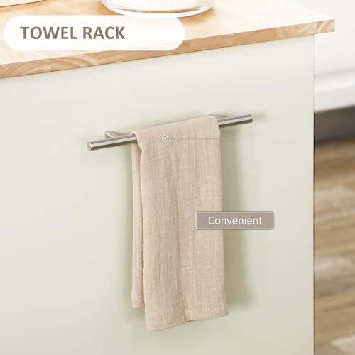 HOMCOM Rolling Kitchen Island Cart, Drawer & Adjustable Shelf, Cream White | Portable Serving Trolley Table, 2 Towel Racks - color: Cream White