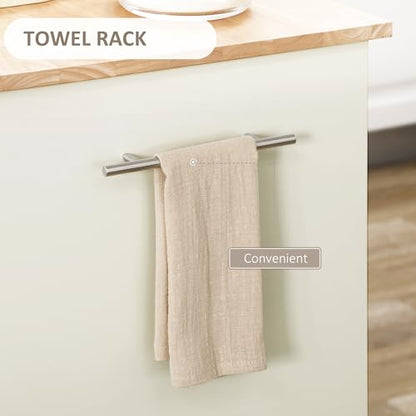 HOMCOM Rolling Kitchen Island Cart, Drawer & Adjustable Shelf, Cream White | Portable Serving Trolley Table, 2 Towel Racks - color: Cream White