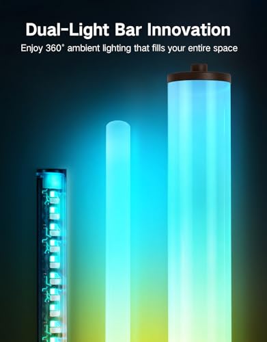 OUTON Bright Smart Floor Lamp with Remote, App & Touch Control, RGB Color Changing Standing Lamp, 2200K-6500K Dimmable, 3 Adjustable Heights, 32 Scenes for Living Room Bedroom Office,Brown - color: Brown