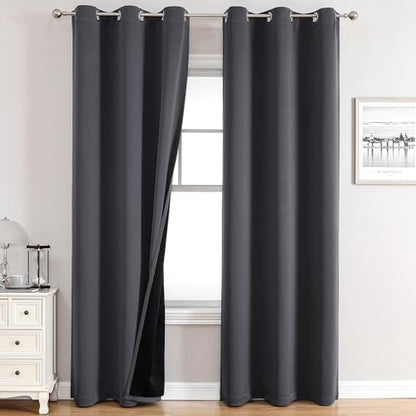 ChrisDowa 100% Blackout Curtains for Bedroom 84 Inches Long 2 Panels Set | 2 Thick Layers, Thermal Insulated, Light Blocking, Grommet, Window Treatment, Living Room Drapes, Dark Grey, 38 x 84 Inch - color: Dark Grey, size: 38"W x 84"L (Pack of 2)