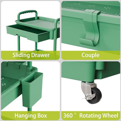 Sorgion 5 Tier Rolling Cart Organizer,Bathroom Cart Organizers with Wheels Laundry Room Organization Mobile Shelving Unit Utility Cart Storage Shelves Multi-Functional for Office, Home(Green) - size: 5Tier-Green