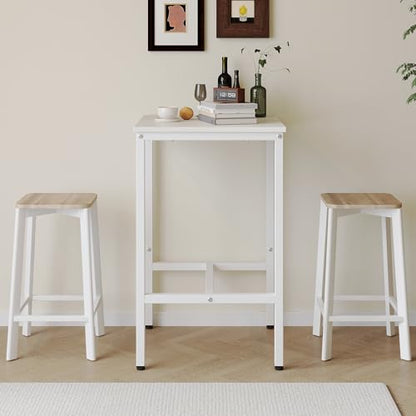 Lutown-Teen Square Bar Table, High Top Table - Industrial Metal Frame for Small Spaces & Narrow Kitchens, 23.6x23.6x36.9 in (LxWxH), Easy Assembly, White - color: White