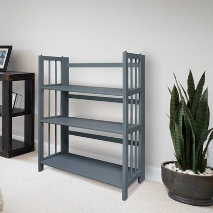 Casual Home 3-Shelf Folding Stackable Bookcase (27.5" Wide)-Slate Gray - color: Slate Gray, size: 3-Shelf Stackable