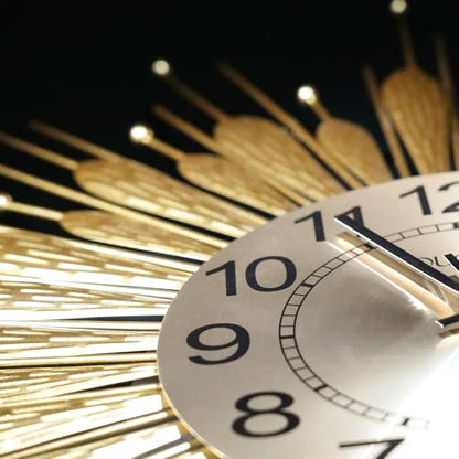 27" Gold Mid Century Modern Wall Clock，Battery Operated Decorative Decorative Metal Wall Clock for Living Room/Bedroom/Office/Bathroom Wall Art&Clocks - size: 27inch-Light
