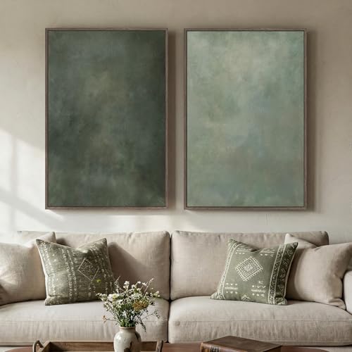 Large Framed Green Abstract Wall Art Set of 2, Modern Sage Green Canvas Prints Paintings Artwork for Walls, Minimalist Pictures for Living Room Dining Room Bedroom Office Wall Decor 24x36 In - color: Sage Green Abstract, size: 24" W x 36" H x 2Pcs