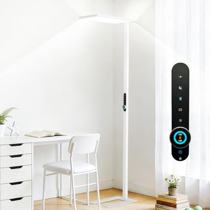 100W Led Floor Lamp Motion Sensor, 9000LM Eye Care Reading Light | 77" Tall Floor Lamp, 4000K Daylight, Full Spectrum, RG0, CRI≥97, Dimmable Bright Standing Lamp for Home Office, Living Room