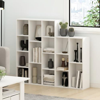 Furinno LUDER Book Shelf, 11-Cube Bookshelf, Reversible Bookcase, 9.4 x 29.1 x 41.7, Easy Assembly, for Living Room, Bedroom, Home Office, White - color: White, size: 11-Cube