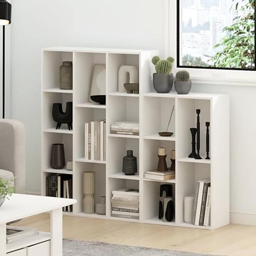 Furinno LUDER Book Shelf, 11-Cube Bookshelf, Reversible Bookcase, 9.4 x 29.1 x 41.7, Easy Assembly, for Living Room, Bedroom, Home Office, White - color: White, size: 11-Cube