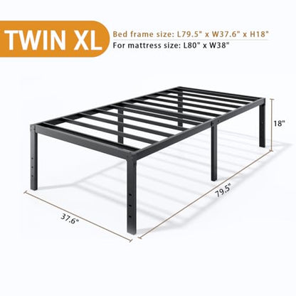 LUMUNANCE Metal Bed Frame Twin XL Size - 18 Inch Heavy-Duty Platform Bed Frame No Box Spring Needed, Easy Assembly, Noise-Free, Sturdy Mattress Foundation, Underbed Storage Space - size: Twin XL, style: 18 Inch