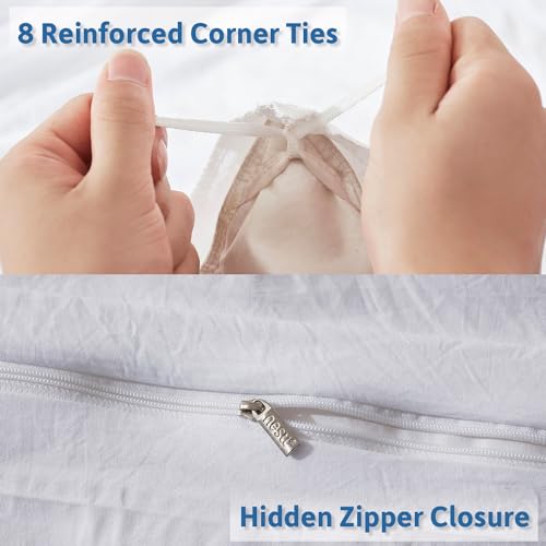Hearth & Harbor Twin Duvet Cover Set - 2 Piece Soft Prewashed Bedding Set Twin/Twin XL - Includes 1 Duvet Cover 68x90 inches with Zipper Closure and 1 Pillow Sham, White, Comforter Not Included | 2 Piece Bedding Set, Ultra Soft & Breathable, Easy Care, Co