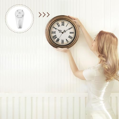 Plumeet Extra Large Retro Wall Clock, 16'' Non Ticking Classic Silent Vintage Wall Clocks Decorative Kitchen Living Room Bedroom, Roman Numerals, Battery Operated - color: Copper Gold, size: 16''
