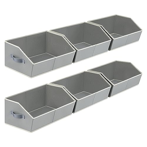 Large Storage Bins Baskets - 6 Pack Closet Storage Cubes, Fabric Baskets for Organizing, Cube Organizer Bins with Handles, Foldable Boxes for Clothes, Towels, Grey - color: Grey, size: Large -6 Pack