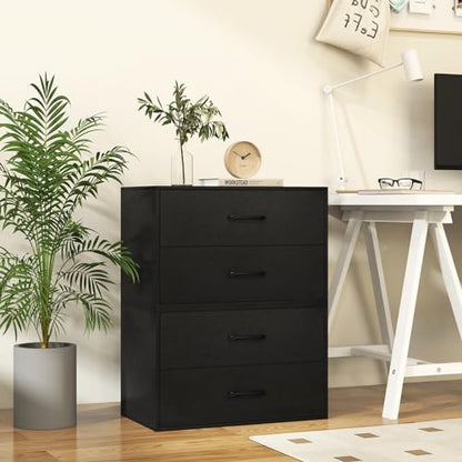 2-Drawer Stackable Dresser, Horizontal Storage Cabinet (1, Black) | Lateral File Cabinet | Stacking Drawer Chest | Metal Handle | Anti-Topping Kits | For Living Room, Study, Office - color: Cherry