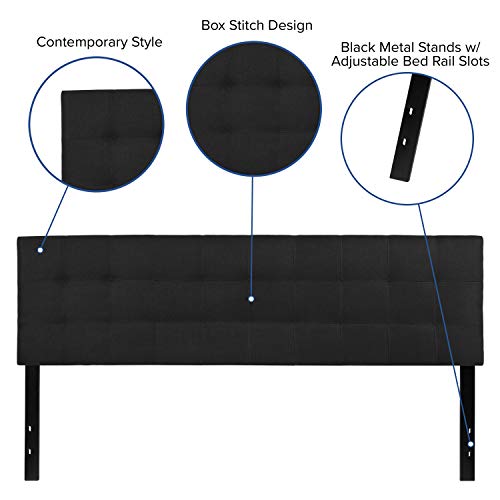 Quilted Tufted Upholstered King Size Headboard in Black Fabric - color: Black, size: King