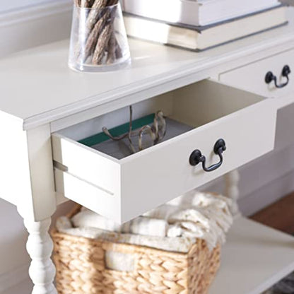 SAFAVIEH Furniture - Athena 2-Drawer Console Table - Distressed White - Solid Wood - Farmhouse Classic Design - Ideal for Entryway, Living Room, Hallway, 35.5" W x 13" D x 29.5" H (CNS5702A) - color: Distressed White