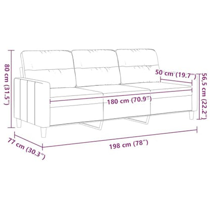 3-Seater Sofa Dark Gray FabricCouch with Metal Frame and Foam Cushions, Rectangular Mid-Century Modern Settee Furniture for Living Room and Office Seating - size: 3-Seater