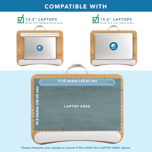 LAPGEAR Portable Laptop Lap Desk – White Oak Woodgrain, Fits 15.6" Laptops - color: White Oak Woodgrain